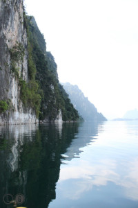 Morning reflection on the lake at Khao Sok, Thailand