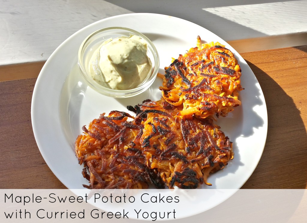 Sweet potato cakes sweetened with maple syrup. Recipe from Food52 and FoxesLoveLemons. 